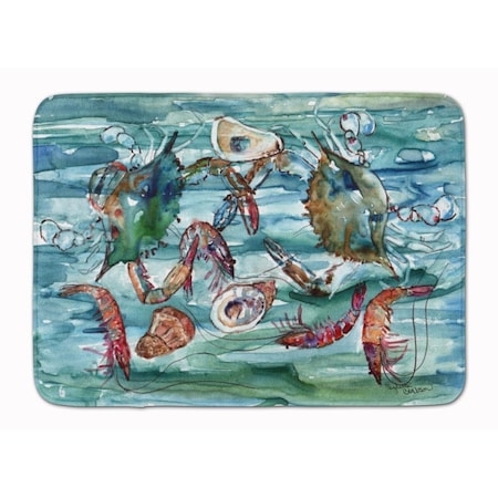 Carolines Treasures CrabsShrimp & Oysters in Water Machine Washable Memory Foam Mat 8944RUG
